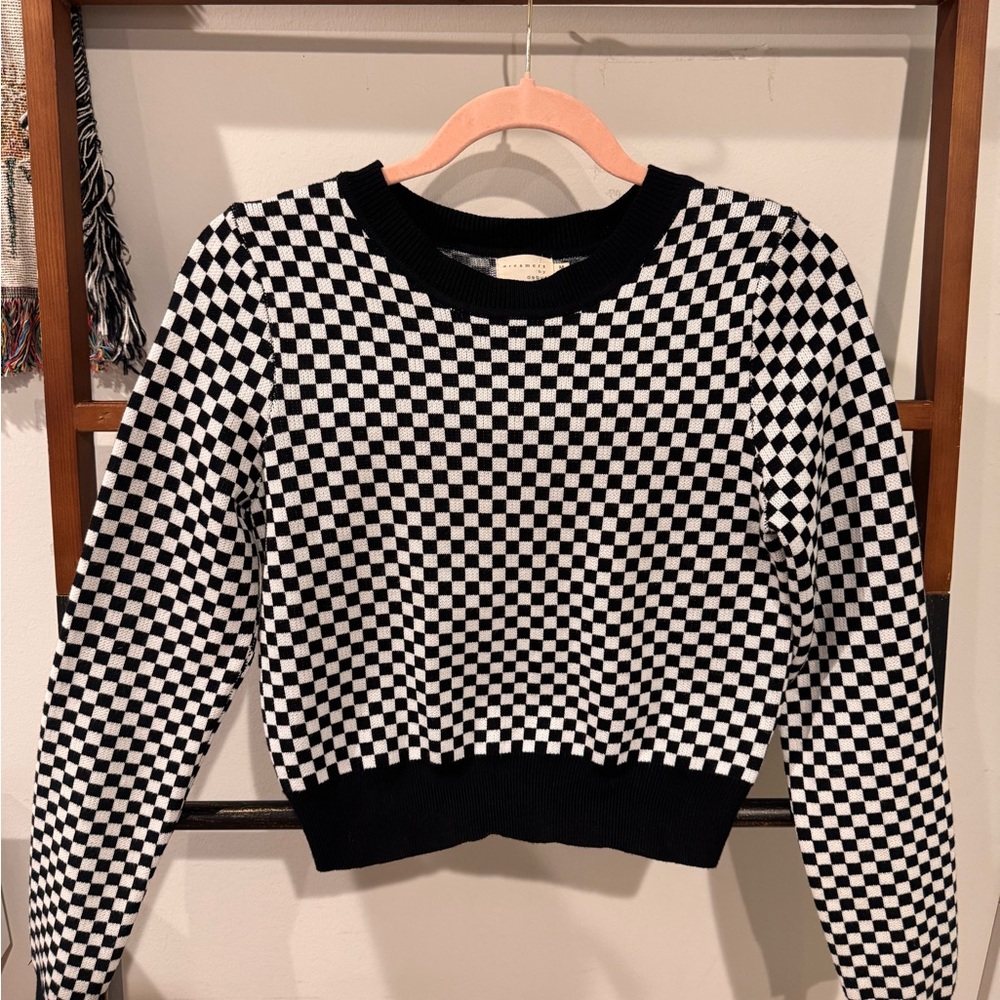 Black and White Checkered Women's Top